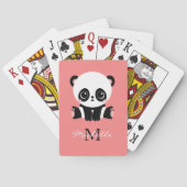 Monogramm Niedlich Sitzen Panda Personalisiert Lac Spielkarten (Rückseite)