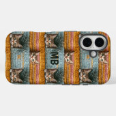 Monogramm Niedliche Katzen Geknetete, Girl-Persona Case-Mate iPhone Hülle (Rückseite (Horizontal))