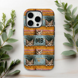 Monogramm Niedliche Katzen Geknetete, Girl-Persona iPhone 16 Pro Hülle