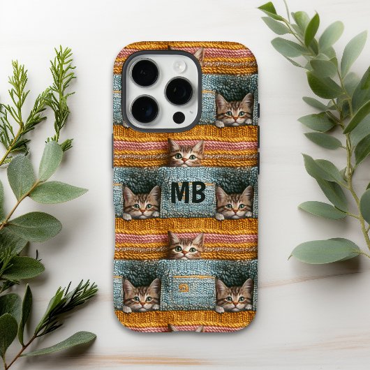 Monogramm Niedliche Katzen Geknetete, Girl-Persona Case-Mate iPhone Hülle