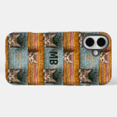 Monogramm Niedliche Katzen Geknetete, Girl-Persona Case-Mate iPhone Hülle (Rückseite (Horizontal))