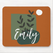Monogramm Niedliche Naturfarben Karamellgrön Mousepad (Vorne)