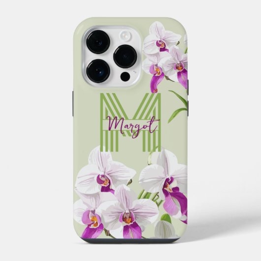 Monogramm niedliche Orchiale iPhone Hülle (Rückseite)