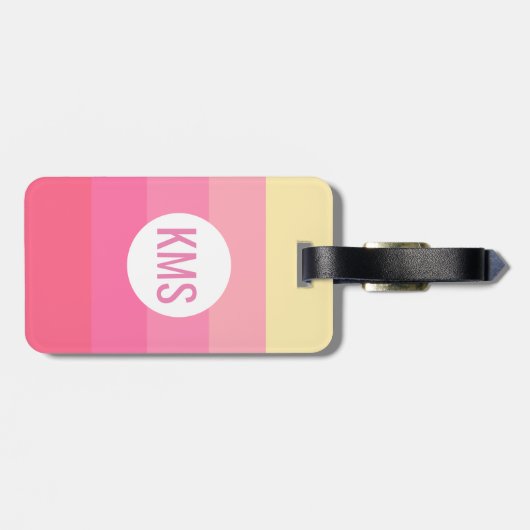 Monogramm Niedliche rosa Streifen Girly Gepäckanhänger (Rückseite horizontal)