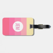 Monogramm Niedliche rosa Streifen Girly Gepäckanhänger (Rückseite horizontal)