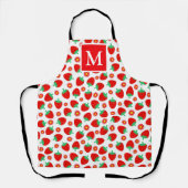 Monogramm niedliche Rot- und Weißsommer-Erdbeeren Schürze (Vorderseite)