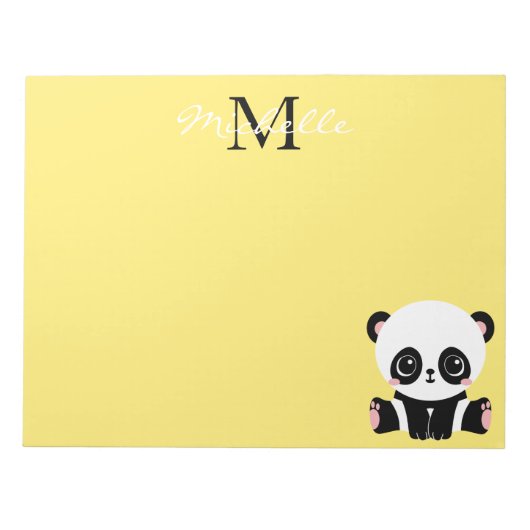Monogramm Niedliche Sitze Panda Personalisiert gel Notizblock (Vorderseite)