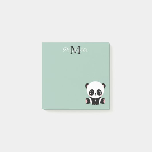 Monogramm Niedliche Sitze Panda Personalisiert Post-it Klebezettel (Vorderseite)