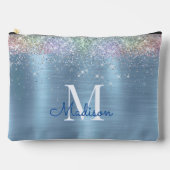 Monogramm niedlicher eisblauer Glitzer Zubehörtasche (Vorderseite)