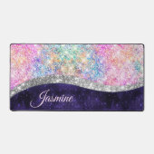 Monogramm niedlicher lila Glitzer Schreibtischunterlage (Vorderseite)