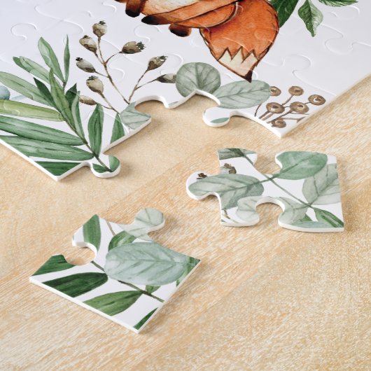 Monogramm niedlicher Personalisierter Waldtiere Puzzle (Seite)