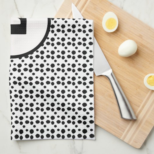 Monogramm niedlicher Punkte in Schwarzweiß Geschirrtuch (Viertel Falte)