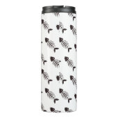 Monogramm niedlicher schwarzer Fischknochen Thermosbecher (Rückseite)