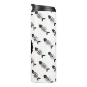 Monogramm niedlicher schwarzer Fischknochen Thermosbecher (Nach rechts gedreht)