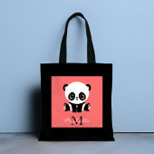 Monogramm niedlicher Sitzpanda personalisierter La Tasche