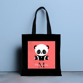 Monogramm niedlicher Sitzpanda personalisierter La Tasche
