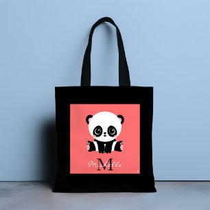 Monogramm niedlicher Sitzpanda personalisierter La Tasche