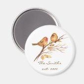 Monogramm Niedlicher Sparrow-Vögel mit benutzerdef Magnet (Vorderseite/Rückseite)