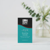 Monogramm, Niedlicher Spitz Welpe, roter Schwarm Visitenkarte (Stehend Vorderseite)