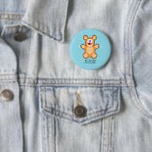 Monogramm niedlicher Teddybär auf blau Button (Beispiel)