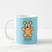 Monogramm niedlicher Teddybär auf blau Kaffeetasse (Links)