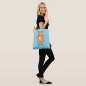 Monogramm niedlicher Teddybär auf blau Tasche (Am Model)