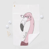 Monogramm Niedlicher und feuchter Flamingo-Hipster Golfhandtuch (Insitu)