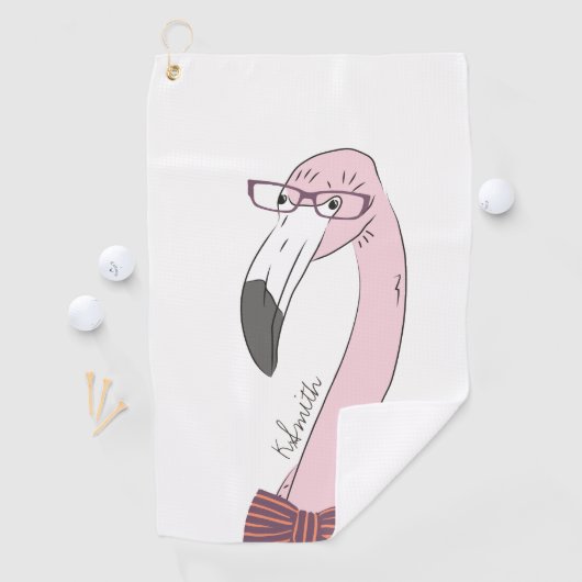 Monogramm Niedlicher und feuchter Flamingo-Hipster Golfhandtuch (Insitu)
