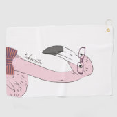 Monogramm Niedlicher und feuchter Flamingo-Hipster Golfhandtuch (Horizontal)