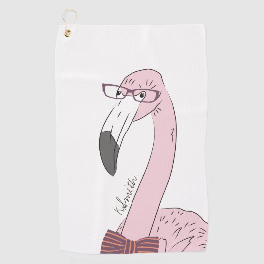 Monogramm Niedlicher und feuchter Flamingo-Hipster Golfhandtuch (Vorderseite)