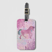 Monogramm niedlicher Unicorn Animal Print-Tropfen Gepäckanhänger (Vorderseite Vertikal)