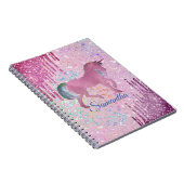 Monogramm niedlicher Unicorn Animal Print-Tropfen Notizblock (Rechte Seite)