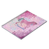 Monogramm niedlicher Unicorn Animal Print-Tropfen Notizblock (Linke Seite)