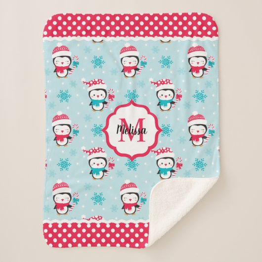 Monogramm Niedlicher Weihnachtsfeiertag Sherpadecke (Vorderseite)