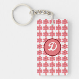 Monogramm niedliches florales Retro initiales Schlüsselanhänger
