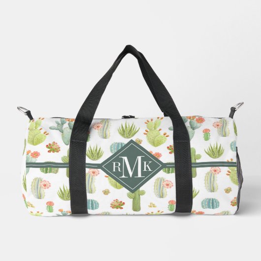 Monogramm | Niedliches Kaktus Stehendes Muster Duffle Bag (Vorderseite)