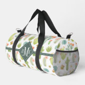 Monogramm | Niedliches Kaktus Stehendes Muster Duffle Bag (Rechte Ecke)