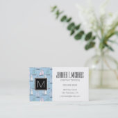 Monogramm Niedliches Segelboot Muster 1 Visitenkarte (Stehend Vorderseite)