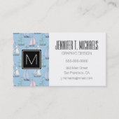 Monogramm Niedliches Segelboot Muster 1 Visitenkarte (Vorderseite)