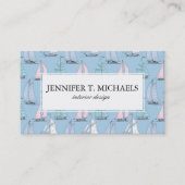 Monogramm-niedliches Segelboot-Muster 1 Visitenkarte (Vorderseite)