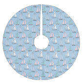 Monogramm Niedliches Segelbootmuster Polyester Weihnachtsbaumdecke (Vorderseite)