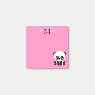 Monogramm Niedliches Sitzen Panda Personalisiert r Post-it Klebezettel