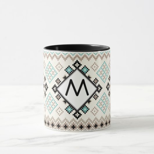 Monogramm Nordic Cross Stitch Muster Tasse (Zentrum)