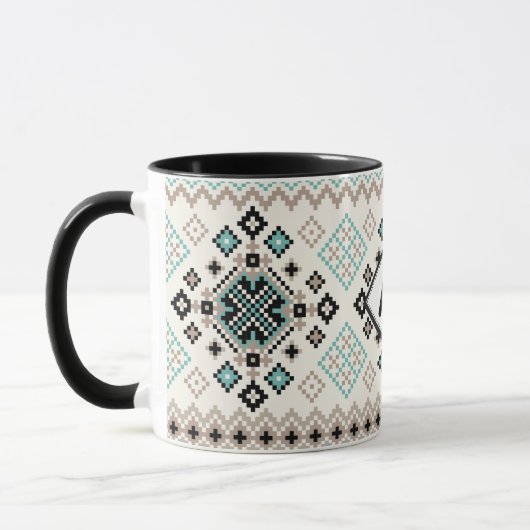 Monogramm Nordic Cross Stitch Muster Tasse (Links)