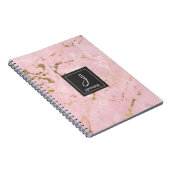 Monogramm-Notebook aus Gold und Rosa Marmor Notizblock (Rechte Seite)