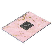 Monogramm-Notebook aus Gold und Rosa Marmor Notizblock (Linke Seite)