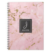 Monogramm-Notebook aus Gold und Rosa Marmor Notizblock (Vorderseite)