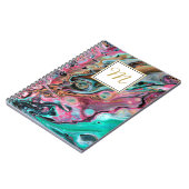 Monogramm-Notebook aus rosa und grünem Marmor Notizblock (Linke Seite)