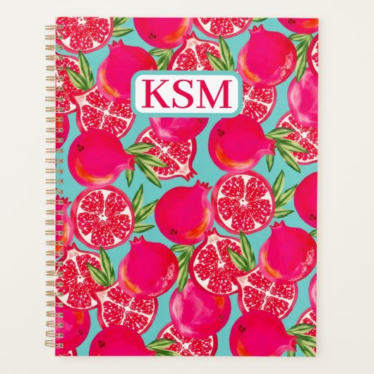 Monogramm-Notebook mit Granatapfelfarbe Planer (Vorderseite)