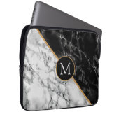 Monogramm Notebook-Sieb Schwarz-weißer Marmorstein Laptopschutzhülle (Vorne Rechts)